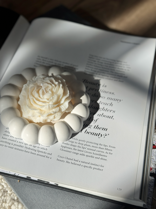 Rosenkerze mit Bubble Untersetzer - perfektes Set zum Verschenken